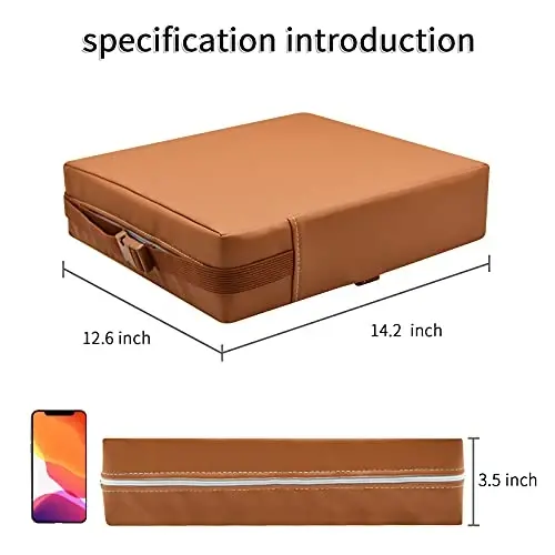 Toddler Booster Seat for Dining Table, PU Washable Double Safe Straps Non-Slip Bottom Booster Seat Dining Toddler, Portable Travel Increasing Cushion (Brown) - 5