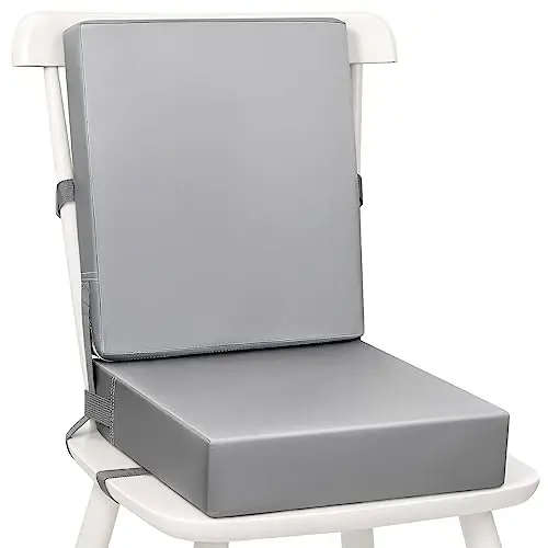 Toddler Booster Seat for Dining Table - PU Waterproof Booster Seat for Dining Table with Backrest & Adjustable Safety Belts Non-Slip Bottom Booster Chair Cushion for Kids Child Baby - 1