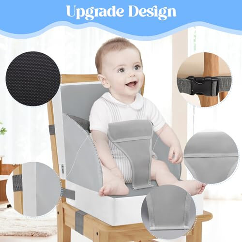 Toddler Booster Seat for Dining Table, PU Waterproof Strong Support Portable Booster Chair for Toddlers Eating, Easy Cleaning Booster Seat Cushion Detachable with Fix Straps - 44