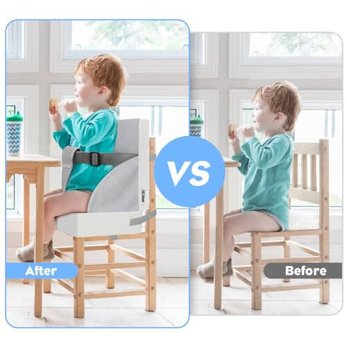 Toddler Booster Seat for Dining Table, PU Waterproof Strong Support Portable Booster Chair for Toddlers Eating, Easy Cleaning Booster Seat Cushion Detachable with Fix Straps - 40