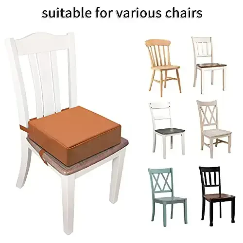 Toddler Booster Seat for Dining Table, PU Yuviladigan Double Safe Tasmalar Sirpanmaydigan Taglik Booster Seat Ovqatlanish Toddler, Portativ Sayohat Kauchigi (Jigarrang) - 6