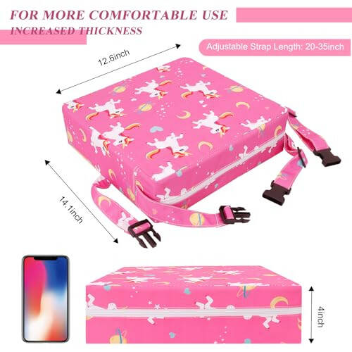 Toddler Booster Seat for Dining Table, Stronger Support Booster Seat for Table Washable 2 Safer Straps Non-Slip Bottom Portable Booster Seat for Kids Child Baby Increasing Cushion for Travel Home - 1