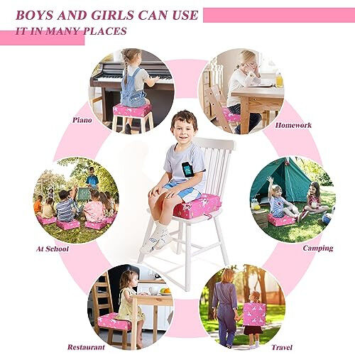 Toddler Booster Seat for Dining Table, Stronger Support Booster Seat for Table Washable 2 Safer Straps Non-Slip Bottom Portable Booster Seat for Kids Child Baby Increasing Cushion for Travel Home - 5