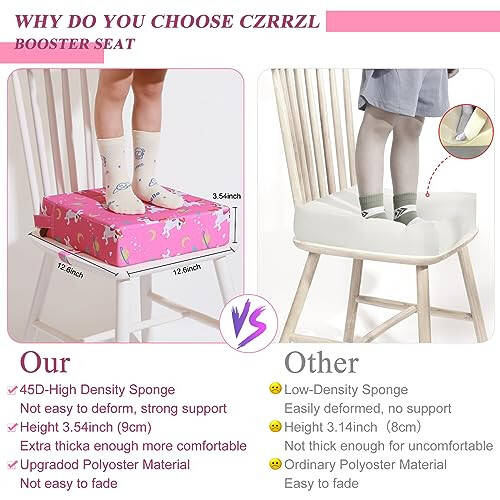 Toddler Booster Seat for Dining Table, Stronger Support Booster Seat for Table Washable 2 Safer Straps Non-Slip Bottom Portable Booster Seat for Kids Child Baby Increasing Cushion for Travel Home - 25