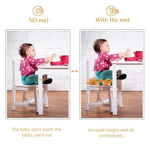 Toddler Booster Seat -ni ovqat stoliga oshxona stuli, kuchliroq qo'llab-quvvatlash, ikkita xavfsizlik kamari, portativ Booster Seat, kichkintoy uchun yuqori yostiq, sirpanmaydigan taglik bilan uy uchun (to'q sariq) - SMZCTYI (1)
