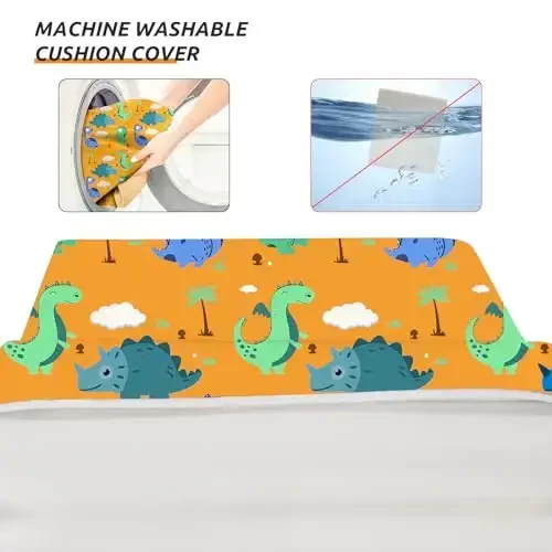 Toddler Booster Seat -ni ovqat stoliga oshxona stuli, kuchliroq qo'llab-quvvatlash, ikkita xavfsizlik kamari, portativ Booster Seat, kichkintoy uchun yuqori yostiq, sirpanmaydigan taglik bilan uy uchun (to'q sariq) - 4