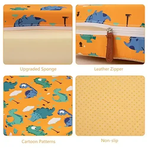 Toddler Booster Seat -ni ovqat stoliga oshxona stuli, kuchliroq qo'llab-quvvatlash, ikkita xavfsizlik kamari, portativ Booster Seat, kichkintoy uchun yuqori yostiq, sirpanmaydigan taglik bilan uy uchun (to'q sariq) - 5