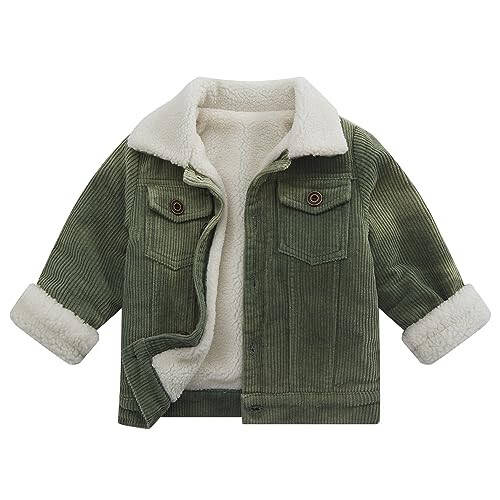 Toddler Boy Winter Corduroy Jacket Baby Girl Fall Sherpa Lined Outwear Coat - 1