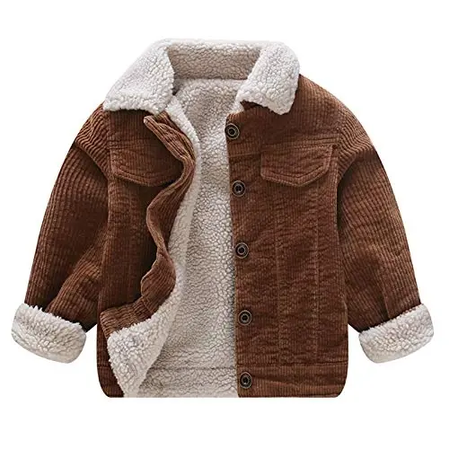 Toddler Boy Winter Corduroy Jacket Baby Girl Fall Sherpa Lined Outwear Coat 