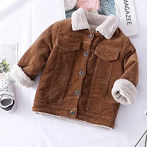 Toddler Boy Winter Corduroy Jacket Baby Girl Fall Sherpa Lined Outwear Coat - 2