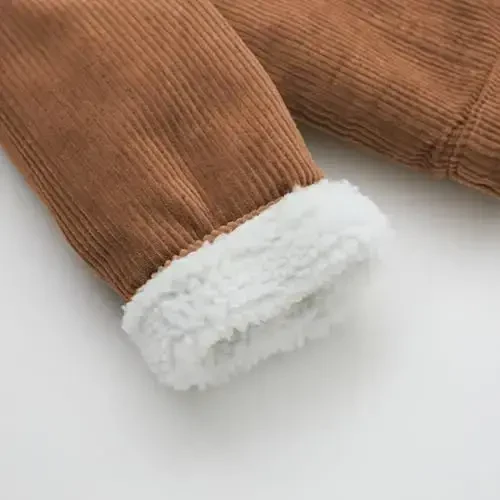Toddler Boy Winter Corduroy Jacket Baby Girl Fall Sherpa Lined Outwear Coat - 4