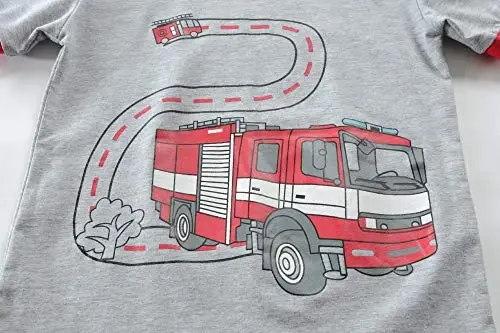 Toddler Boys Pajamas Short Sets Fire Truck Cotton 2 Piece Pjs Excavator Sleepwear Summer Clothes Kids Jammies Set Size 1-7T - 5