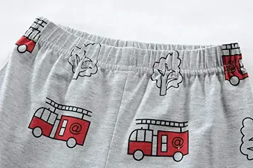 Toddler Boys Pajamas Short Sets Fire Truck Cotton 2 Piece Pjs Excavator Sleepwear Summer Clothes Kids Jammies Set Size 1-7T - 6