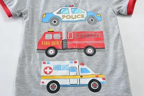 Toddler Boys Pajamas Short Sets Fire Truck Cotton 2 Piece Pjs Excavator Sleepwear Summer Clothes Kids Jammies Set Size 1-7T - 3