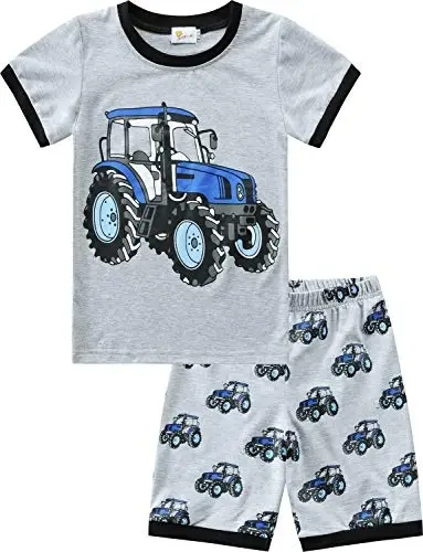 Toddler Boys Pajamas Short Sets Fire Truck Cotton 2 Piece Pjs Excavator Sleepwear Summer Clothes Kids Jammies Set Size 1-7T - 1