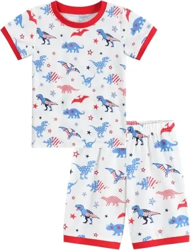 Toddler Boys Pajamas Short Sets Fire Truck Cotton 2 Piece Pjs Excavator Sleepwear Summer Clothes Kids Jammies Set Size 1-7T - 1