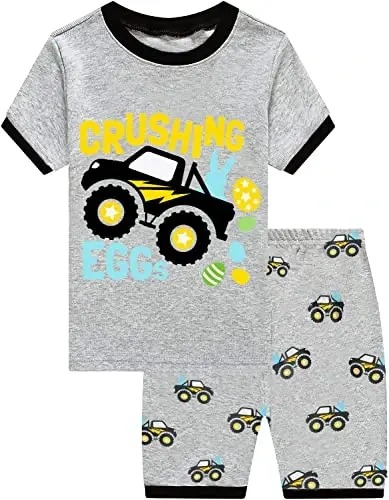 Toddler Boys Pajamas Short Sets Fire Truck Cotton 2 Piece Pjs Excavator Sleepwear Summer Clothes Kids Jammies Set Size 1-7T 