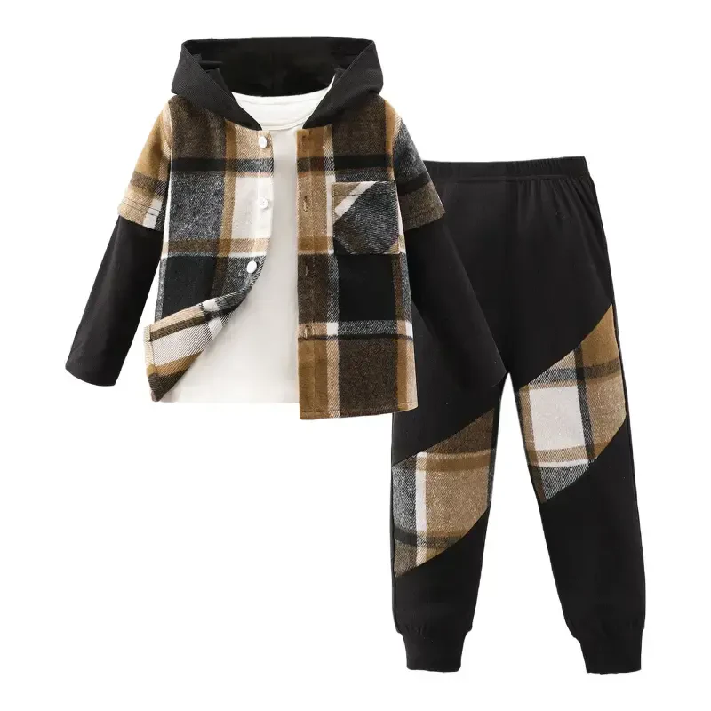 Toddler Boys Sweatsuit Outfits Long Sleeve Hoodie Tops And Jogger Pants Child Kids 2Pcs Set Outfits Kids Fall Winter Clothese Casual Sports Tracksuit - WOYY