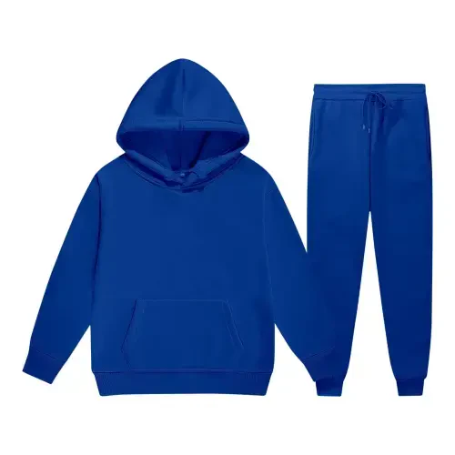 Toddler Girls Boys Athletic Outfit Sets Solid Long Sleeve Warm Hoodie Sweatshirts and Sweatpants 2 Piece Outfits Unisex Kids Sweatsuit Girls' Boys' Tracksuits Blue 8-9 Years - 1