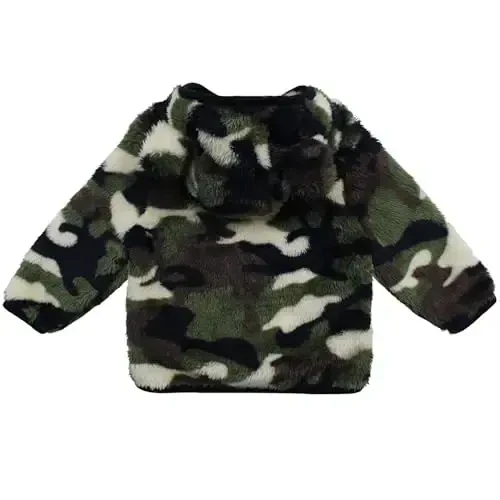Toddler Girls Boys Fleece Hoody Jacket Zip Up Teddy Coat Warm Winter Outwear - 2