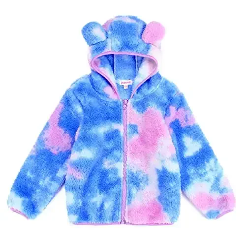 Toddler Girls Boys Fleece Hoody Jacket Zip Up Teddy Coat Warm Winter Outwear - TODDLER
