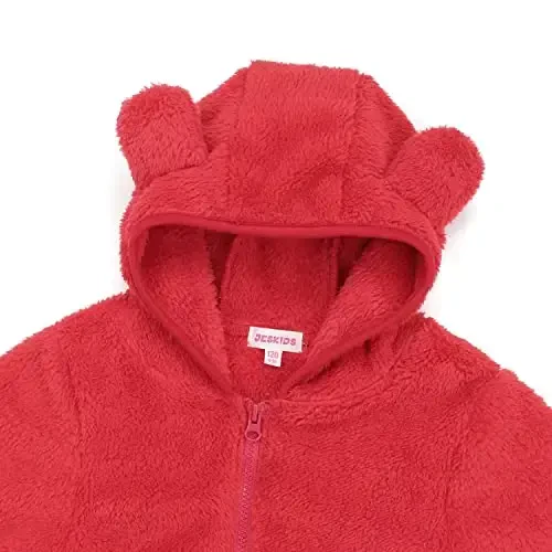 Toddler Girls Boys Fleece Hoody Jacket Zip Up Teddy Coat Warm Winter Outwear - 4
