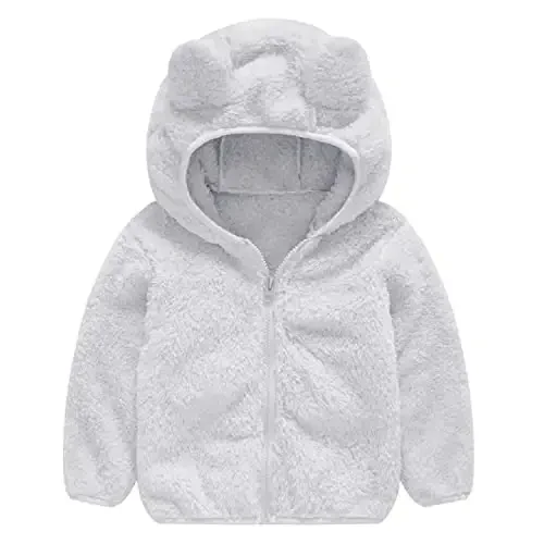Toddler Girls Boys Fleece Hoody Jacket Zip Up Teddy Coat Warm Winter Outwear - TODDLER