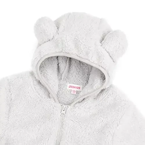 Toddler Girls Boys Fleece Hoody Jacket Zip Up Teddy Coat Warm Winter Outwear - 4