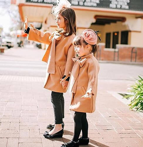 Toddler Girls Trench Coat Baby Girl Woolen Coat Girl Dress Coat Peacoat Winter Fall Outerwear - 5