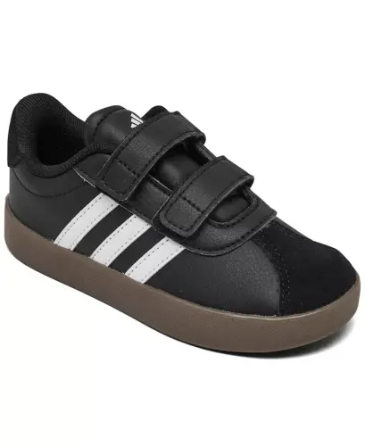 Toddler Kids VL Court 3.0 Fastening Strap Casual Sneakers from Finish Line-Black, White - 1