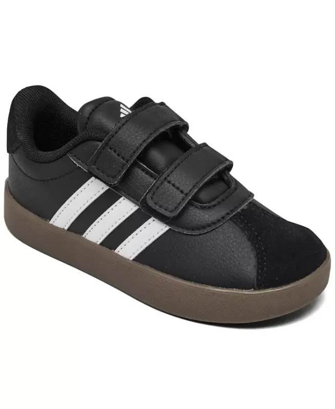 Toddler Kids VL Court 3.0 Finish Line-Black, White dan Fastening Strap Tasodifiy Krossovkalar - 1