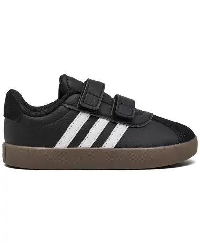 Toddler Kids VL Court 3.0 Finish Line-Black, White dan Fastening Strap Tasodifiy Krossovkalar - 3