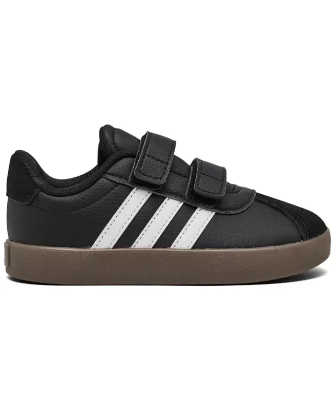 Toddler Kids VL Court 3.0 Finish Line-Black, White dan Fastening Strap Tasodifiy Krossovkalar - 3