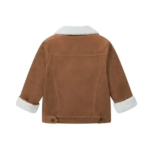 Toddler o'g'il bolalar qishki velvet kurtkasi Chaqaloq qiz kuzgi sherpa astarli ustki kiyimi - 3