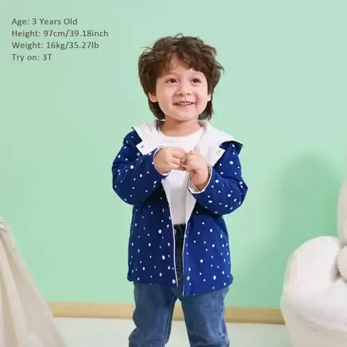 Toddler qishki palto, chaqaloq qiz kuzgi kurtkasi, chaqaloq o'g'il bolalar uchun kapüşonli ustki kiyim, qulay yumshoq qishki kuzgi bolalar uchun iliq kiyimlar - 5
