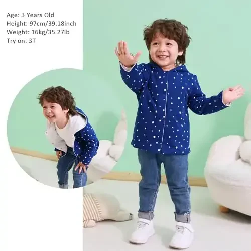 Toddler qishki palto, chaqaloq qiz kuzgi kurtkasi, chaqaloq o'g'il bolalar uchun kapüşonli ustki kiyim, qulay yumshoq qishki kuzgi bolalar uchun iliq kiyimlar - 6