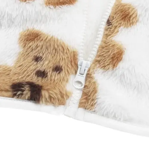 Toddler Qizlar Bolalar Fleece Hoodi Kurtka Fermuarli Ayiqcha Palto Issiq Qishki Kiyim - 5