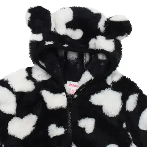 Toddler Qizlar Bolalar Fleece Hoodi Kurtka Fermuarli Ayiqcha Palto Issiq Qishki Kiyim - 3
