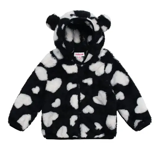 Toddler Qizlar Bolalar Fleece Hoodi Kurtka Fermuarli Ayiqcha Palto Issiq Qishki Kiyim - 1