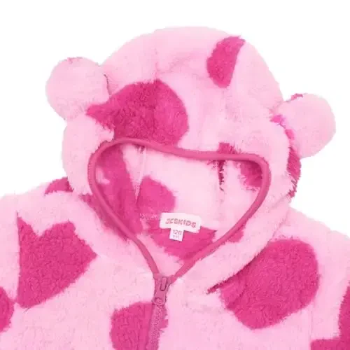 Toddler Qizlar Bolalar Fleece Hoodi Kurtkasi Fermuarli Ayiqcha Palto Iliq Qishki Ustki Kiyim - 3