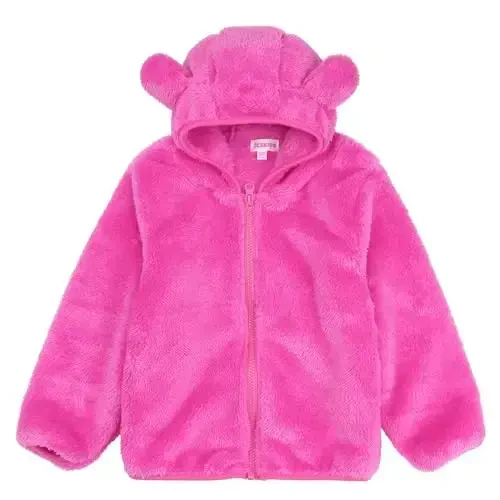 Toddler Qizlar Bolalar Fleece Hoody Kurtka Fermuarli Ayiqcha Palto Issiq Qishki Kiyim - TODDLER