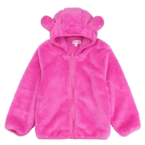 Toddler Qizlar Bolalar Fleece Hoody Kurtka Fermuarli Ayiqcha Palto Issiq Qishki Kiyim 