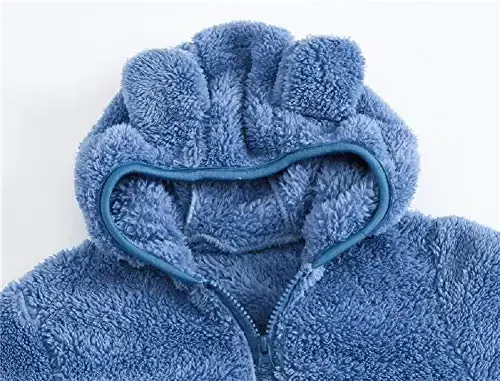 Toddler qizlar bolalar junli kapüşonli kurtka fermuarli ayiq palto iliq qishki tashqi kiyim - 3