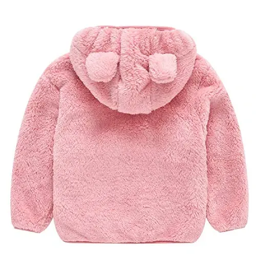 Toddler qizlar bolalar junli kapüşonli kurtka fermuarli ayiq paltosi iliq qishki tashqi kiyim - 2