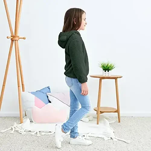 Toddler qizlar bolalar junli kapüşonli kurtka fermuarli ayiqcha palto iliq qishki tashqi kiyim - 4