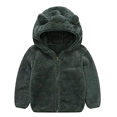Toddler qizlar bolalar junli kapüşonli kurtka fermuarli ayiqcha palto iliq qishki tashqi kiyim 