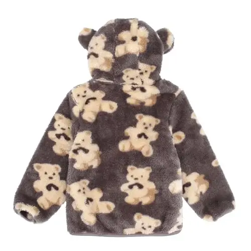 Toddler qizlar bolalar junli kapüşonli kurtka Zip Up Teddy Palto Issiq Qishki Kiyim - 2