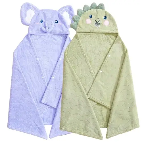 Toddler Towels Hooded Kids Bath Towel Unisex Toallas para Bebe 2-Pack 27.5