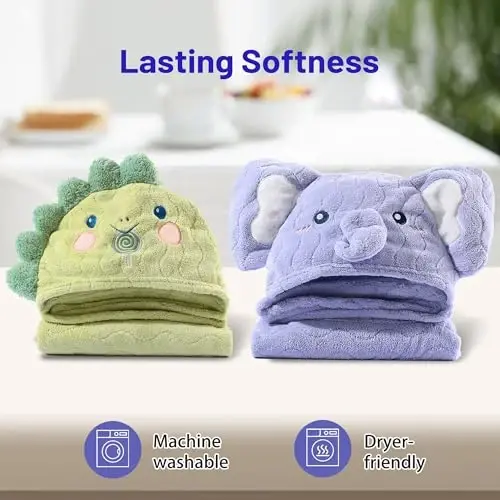 Toddler Towels Hooded Kids Bath Towel Unisex Toallas para Bebe 2-Pack 27.5