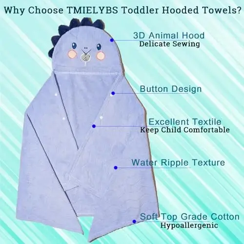 Toddler Towels Hooded Kids Bath Towels 0-6 Years Unisex Toallas para Bebe 2-Pack 27.5